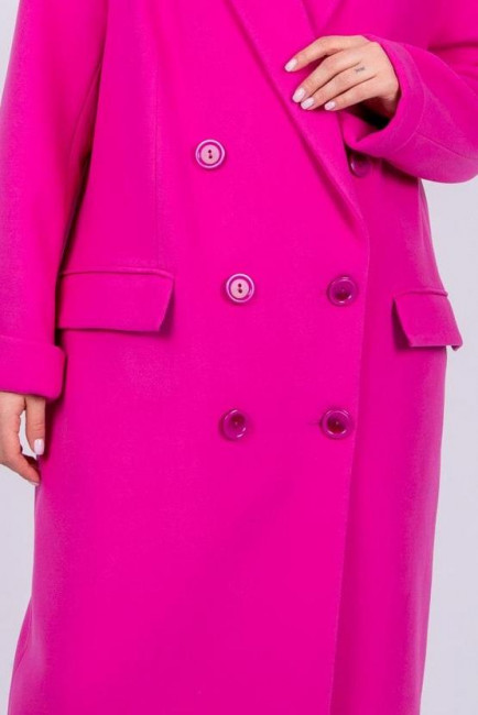 Двубортное пальто в оттенке фуксия с декоративными пуговицами большого размера купить онлайн с доставкой по всему миру