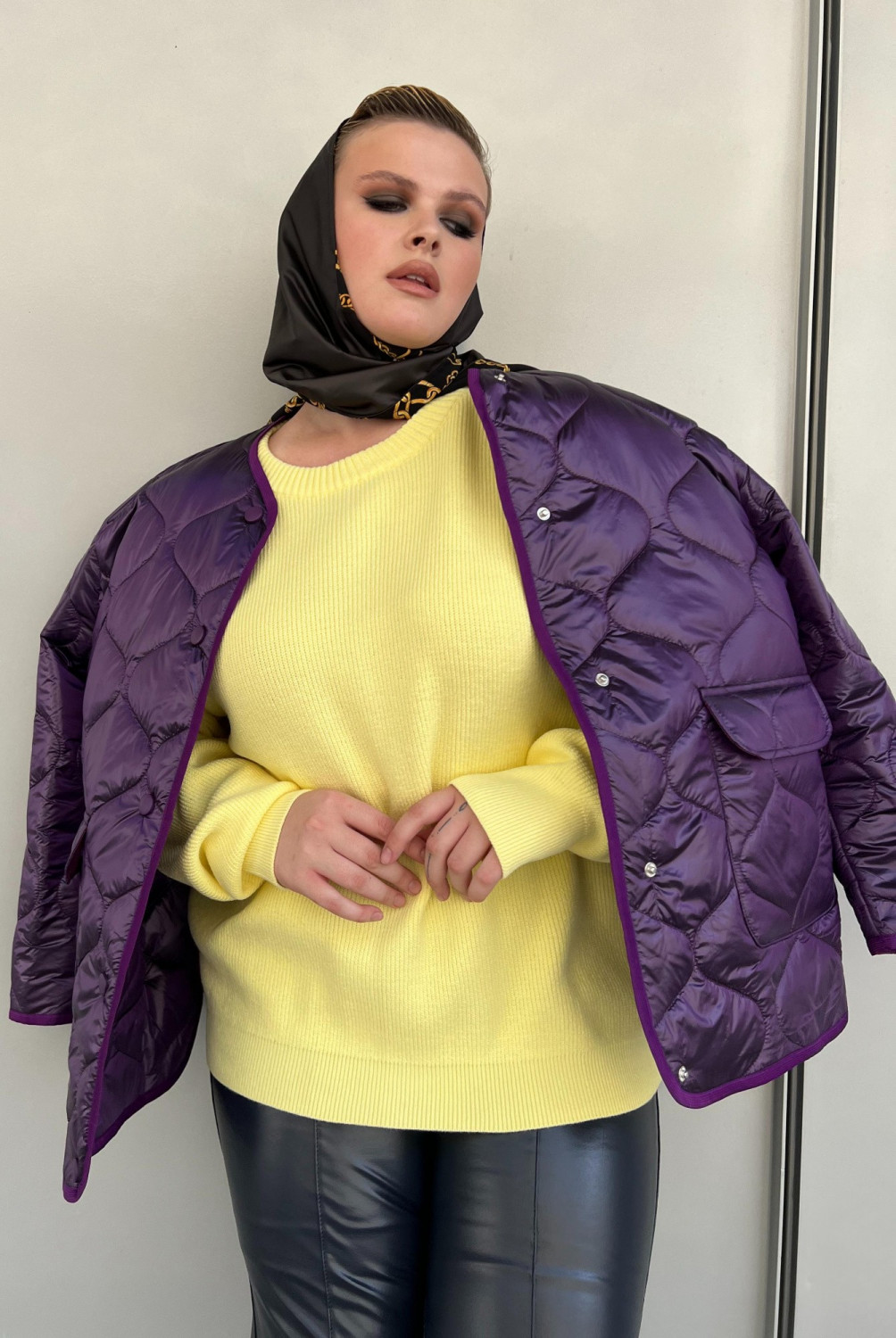 Фиолетовая ультралегкая стеганая куртка