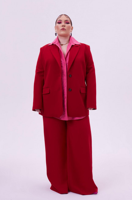 Красный однобортный пиджак с двумя шлицами купить 