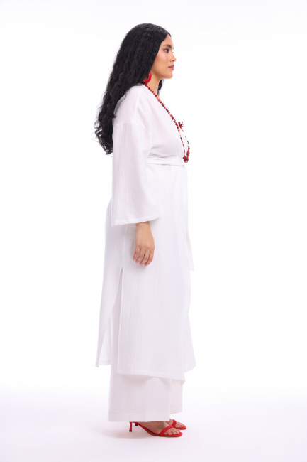 Костюм из муслина с брюками и кимоно – фото – Plus Size 50–64 – Моно-Стиль