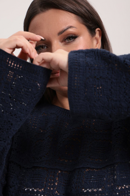Джемпер кроше с длинным рукавом – фото – Plus Size 50–64 – Моно-Стиль