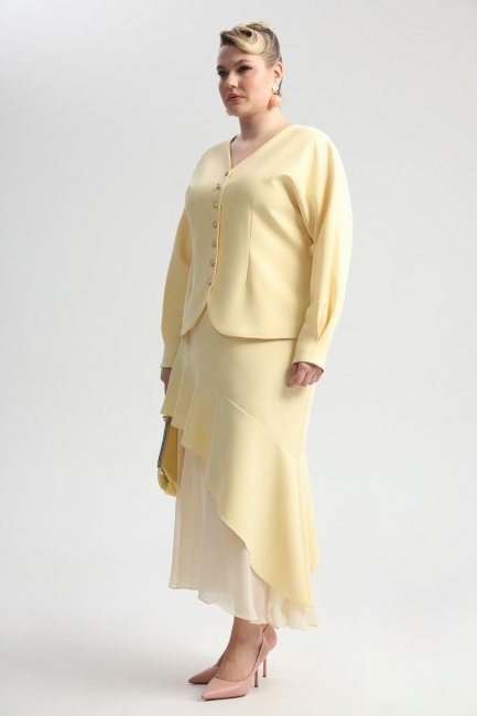 Комбинированная юбка с воланом и шифоном