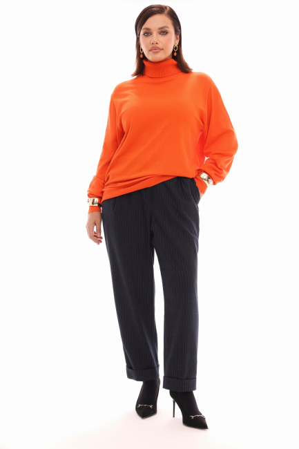 Водолазка из вязаного смесового хлопка оранжевого цвета