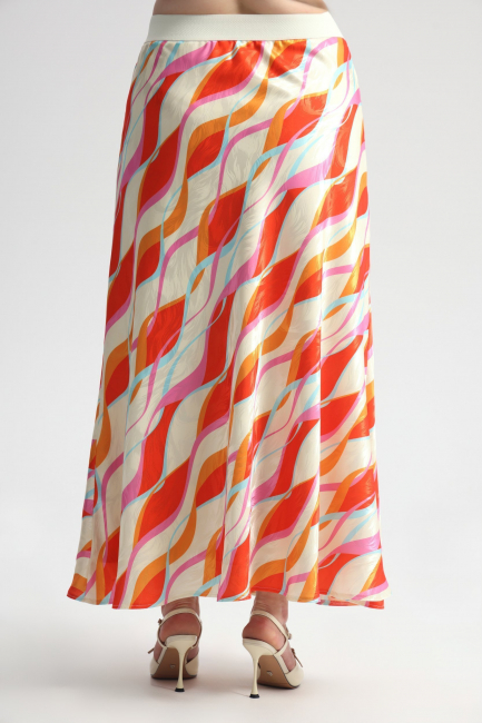 Юбка комбинация из поливискозы с принтом