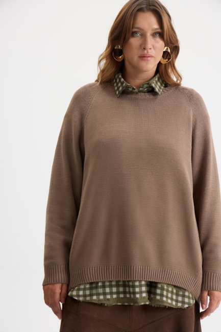 Джемпер с круглым вырезом из вискозы – фото – Plus Size 50–64 – Моно-Стиль