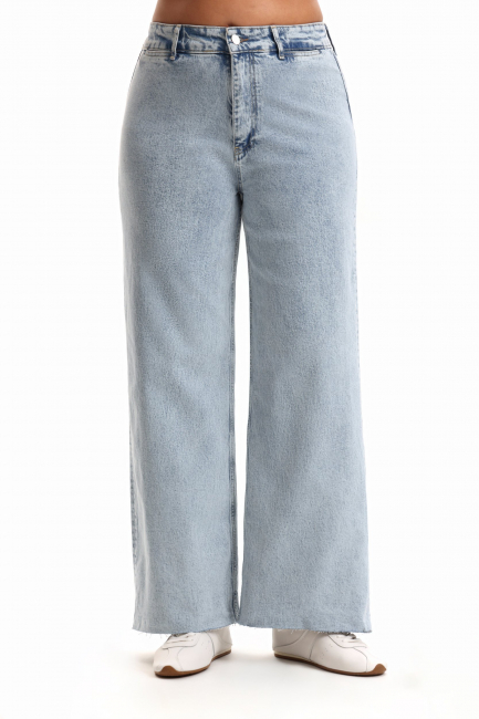 Палаццо бэгги из денима купить на фигуру плюс сайз в магазине женской одежды больших размеров