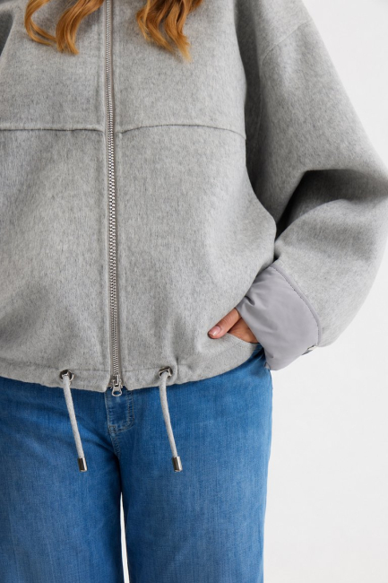 Куртка с капюшоном дабл фэйс из шерсти и кашемира – фото – Plus Size 50–64 – Моно-Стиль