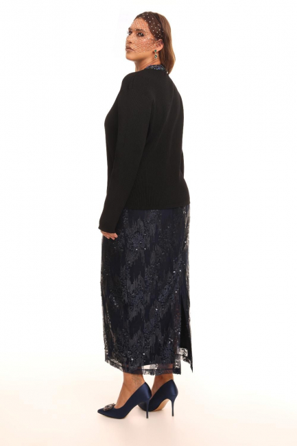 Черный кардиган из плотного трикотажа с декоративной отделкой