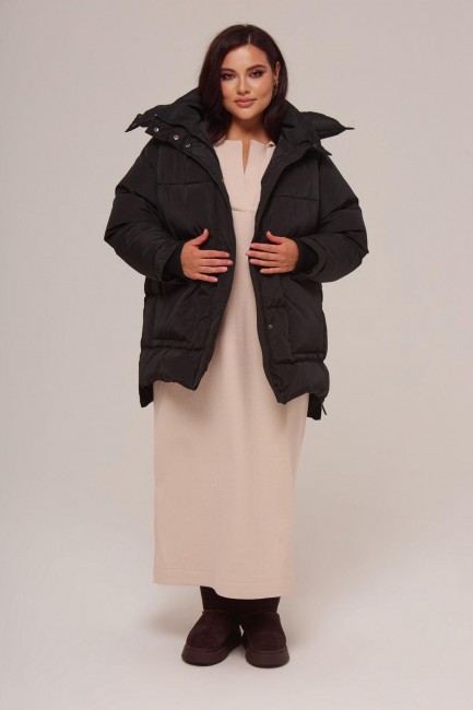 Черная куртка с натуральным утеплителем в спортивном стиле с боковыми разрезами купить заказать 