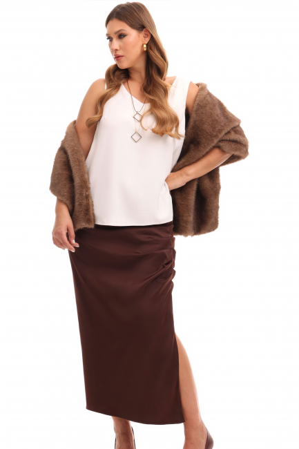 Юбка макси из шелка с боковой драпировкой купить в магазине модной женской одежды больших размеров моностиль