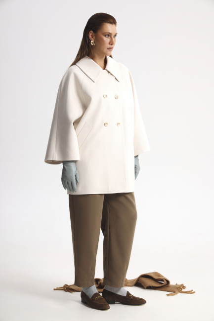 Полупальто реглан с  принтом хэрингбон