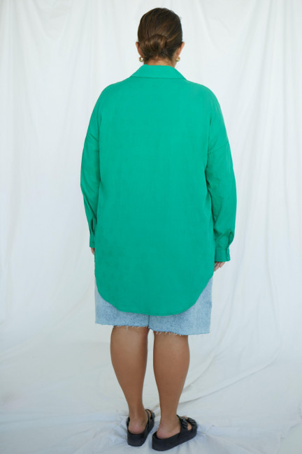 зеленая оверсайз рубашка с рельефным рисунком для повседневных луков