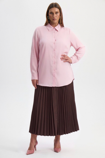 Юбка плиссе макси темно-коричневого цвета – фото – Plus Size 50–64 – Моно-Стиль