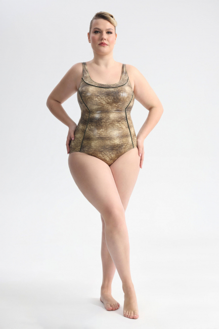 Купальник майо в оттенке металлик с эффектом гармент дай