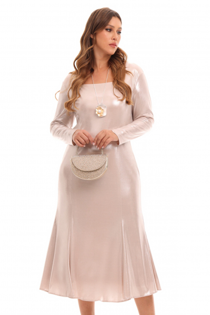 Платье макси из трикотажа с металлизированным эффектом на шелковой подкладке купить 