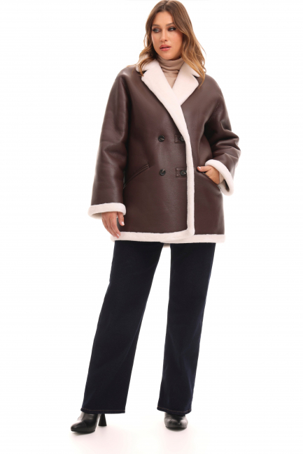 Двубортная дубленка из мериноса