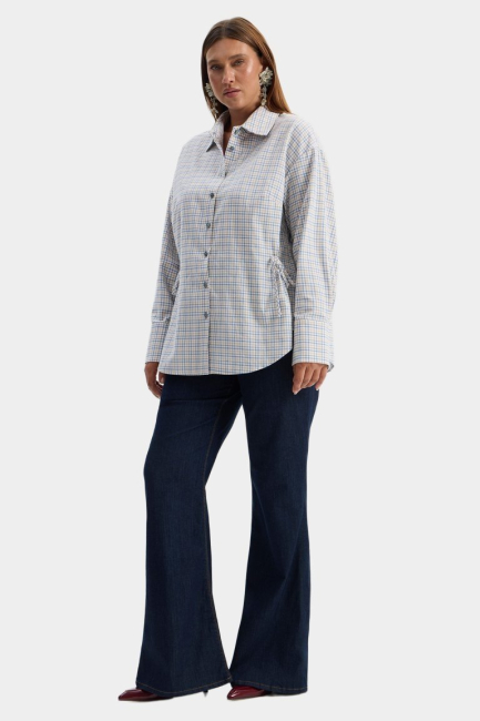 Джинсы буткат темно-синего цвета – фото – Plus Size 50–64 – Моно-Стиль