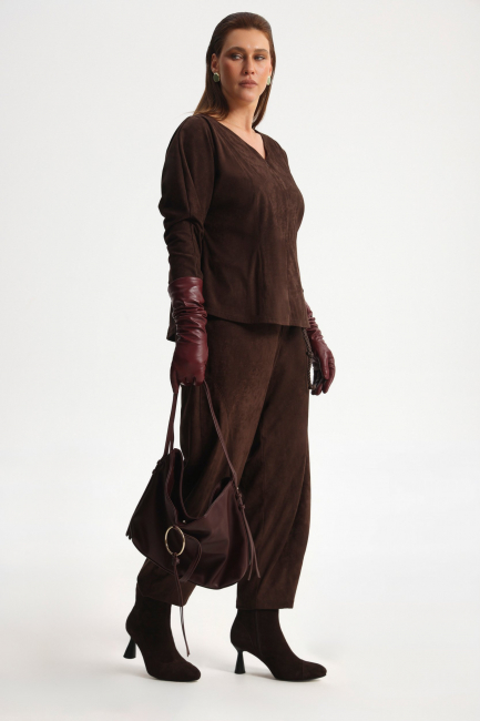 Свитшот из экозамши с молнией