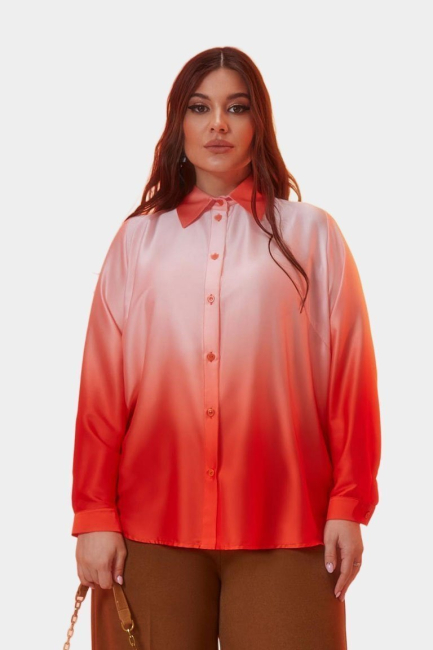 Шелковая рубашка с градиентом – фото – Plus Size 50–64 – Моно-Стиль
