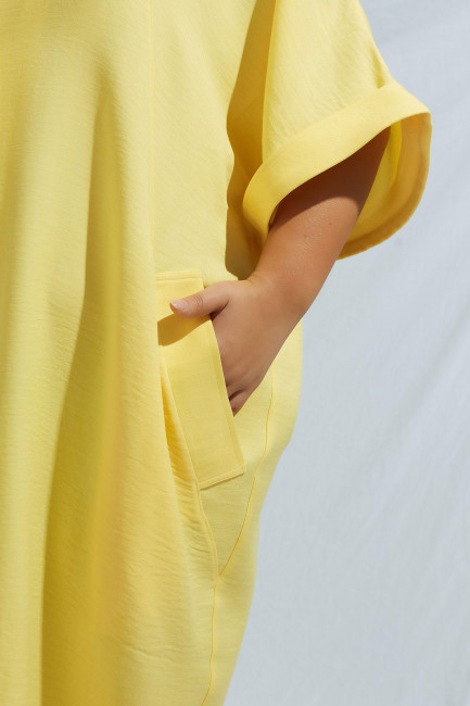 желтое платье кардиган изо льна платье свободного фасона