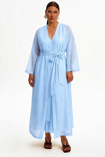 Кардиган накидка из тенселя – фото – Plus Size 50–64 – Моно-Стиль