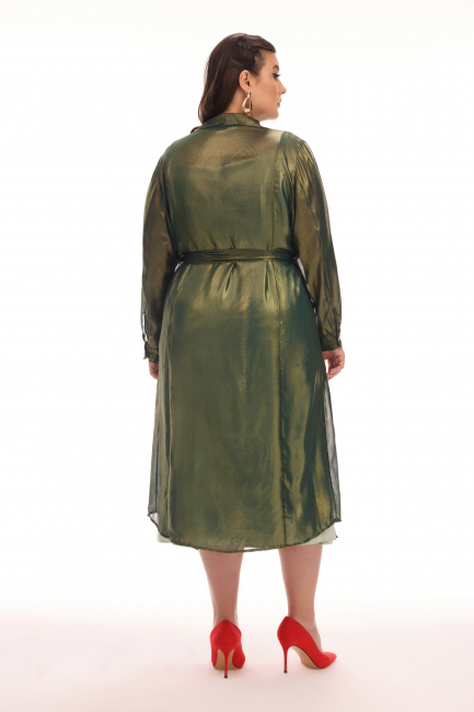 Платье рубашка из шифона с металлизированным блеском