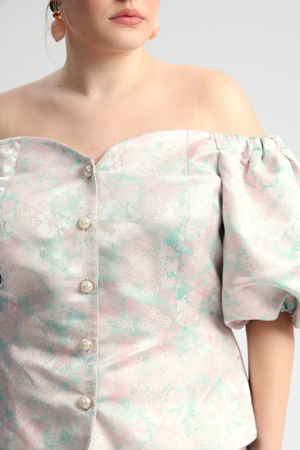 Жакет из жаккарда со спущенным плечом