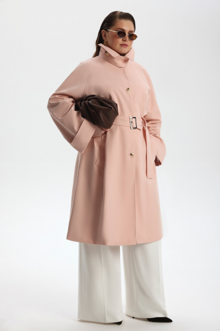 Тренч с добавлением хлопка розового цвета