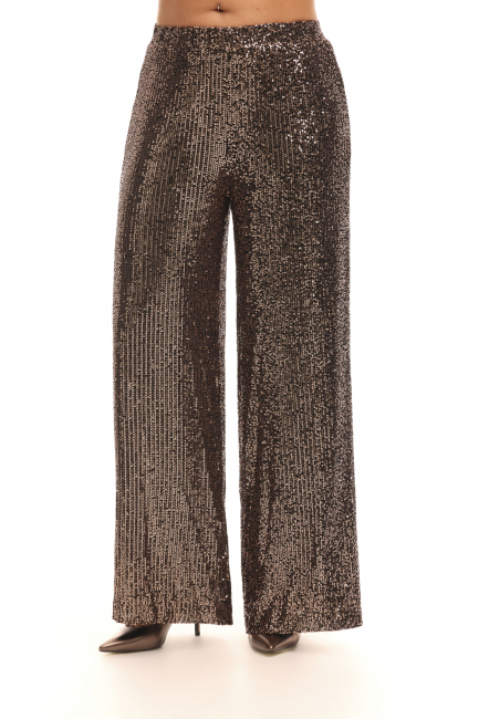 Брюки палаццо с пайетками в оттенке бронза