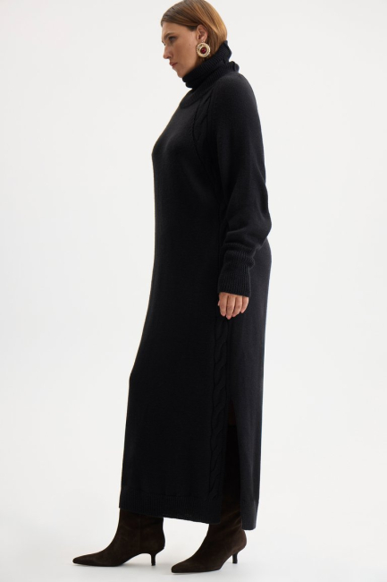 Платье гольф из трикотажа с вязкой коса – фото – Plus Size 50–64 – Моно-Стиль