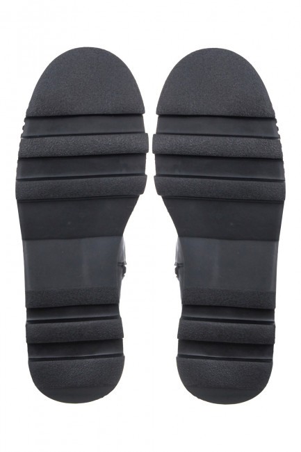 Черные кожаные сапоги на шнуровке с подкладкой из текстиля на большую ногу