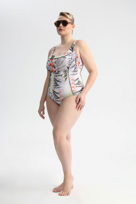 Купальник майо на корсетной основе с принтом