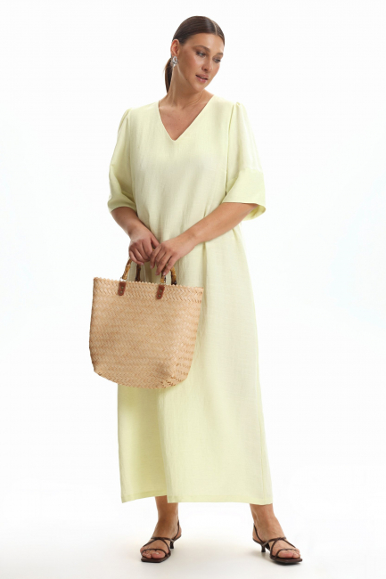 Платье изо льна желтого цвета