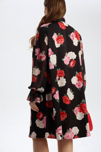 Платье трапеция с шифоновым рукавом на рост 162