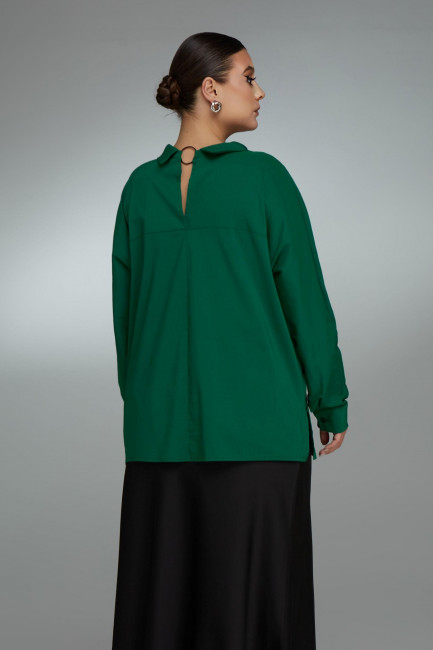 Зеленая рубашка с цельнокроеным рукавом из хлопка