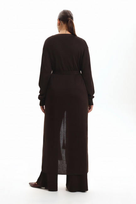 Вязаный кардиган темно-коричневого цвета