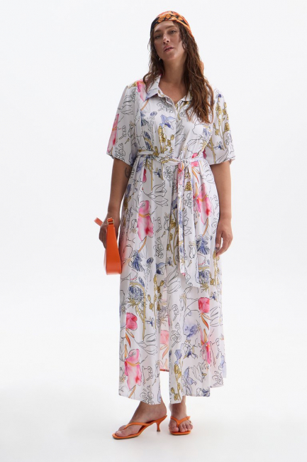 Платье рубашка макси из вискозы с принтом – фото – Plus Size 50–64 – Моно-Стиль