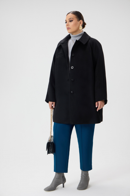 Полупальто черного цвета с рукавом реглан