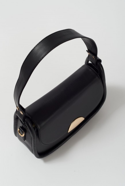 Кожаная черная сумка сэдл с дополнительным ремнем