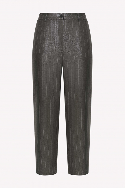 Укороченные брюки с металлизированным блеском и принтом