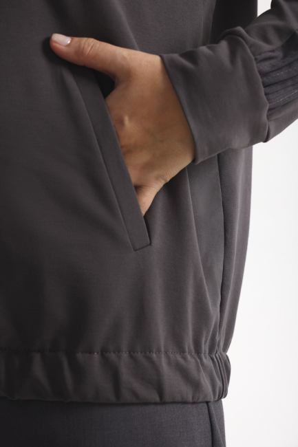 Зип-худи из трикотажа с лампасами на рукаве