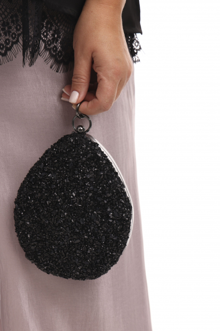Сумка клатч в виде капли с черным блеском