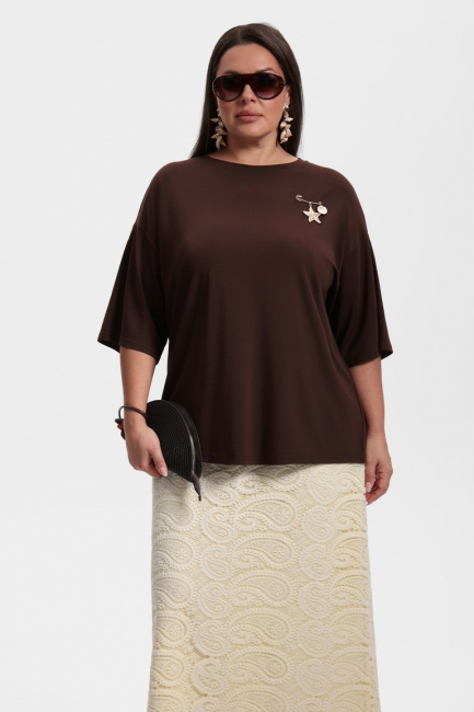 Футболка оверсайз с круглым вырезом – фото – Plus Size 50–64 – Моно-Стиль