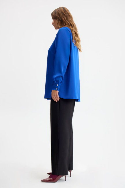 Синяя блузка из сатина – фото – Plus Size 50–64 – Моно-Стиль