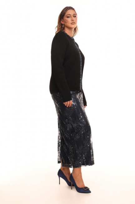 Черный кардиган из плотного трикотажа с декоративной отделкой