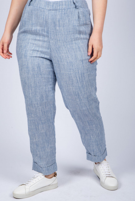 Льняные брюки на подкладке в голубом оттенке