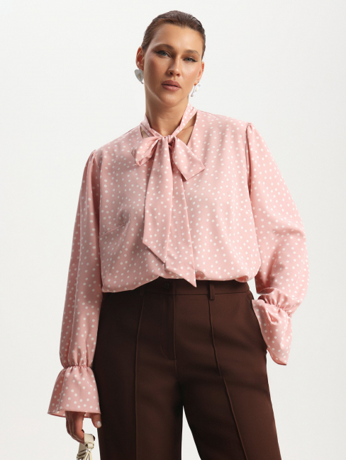 Блузка из поливискозы с принтом горох