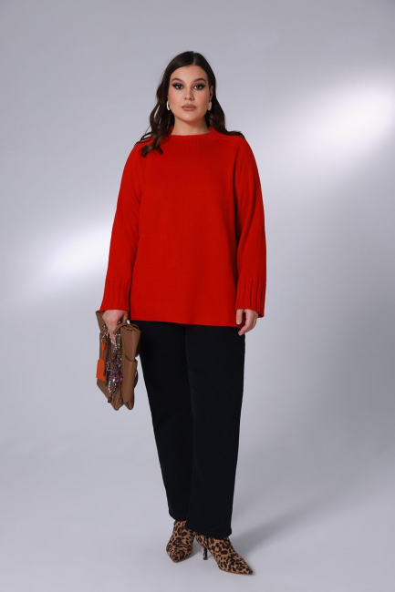 Джемпер relax fit с рукавом реглан и симметричным воротом – фото – Plus Size 50–64 – Моно-Стиль