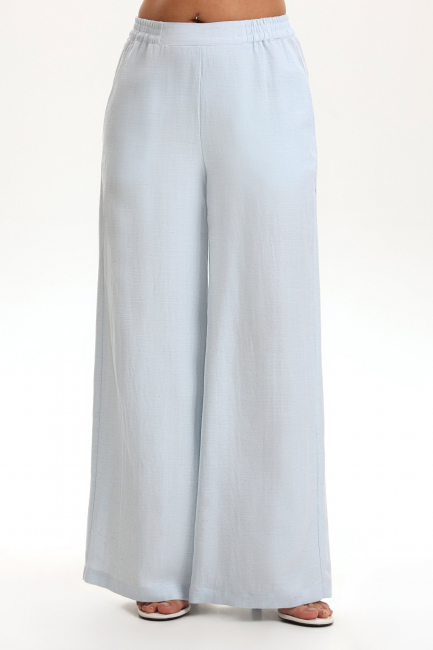 Брюки палаццо из голубого льна