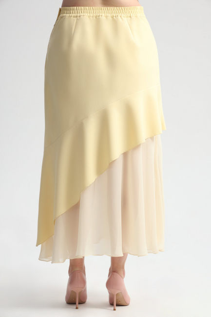 Комбинированная юбка с воланом и шифоном